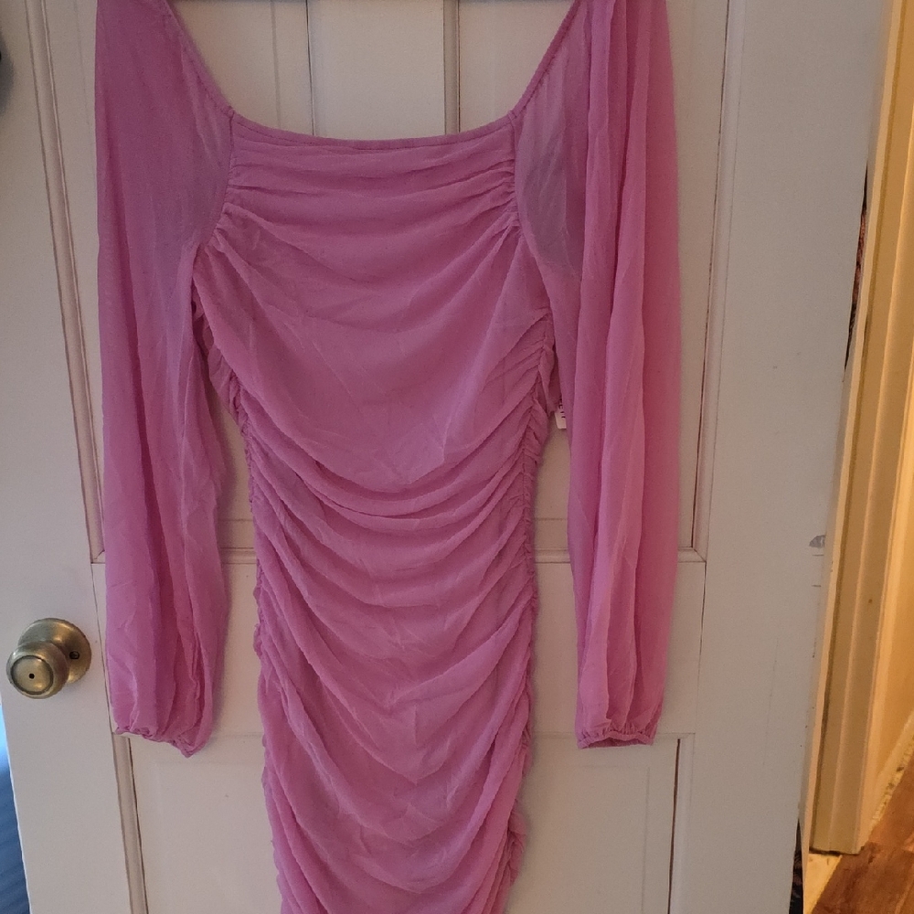 Elegant Pink Ruched Dress